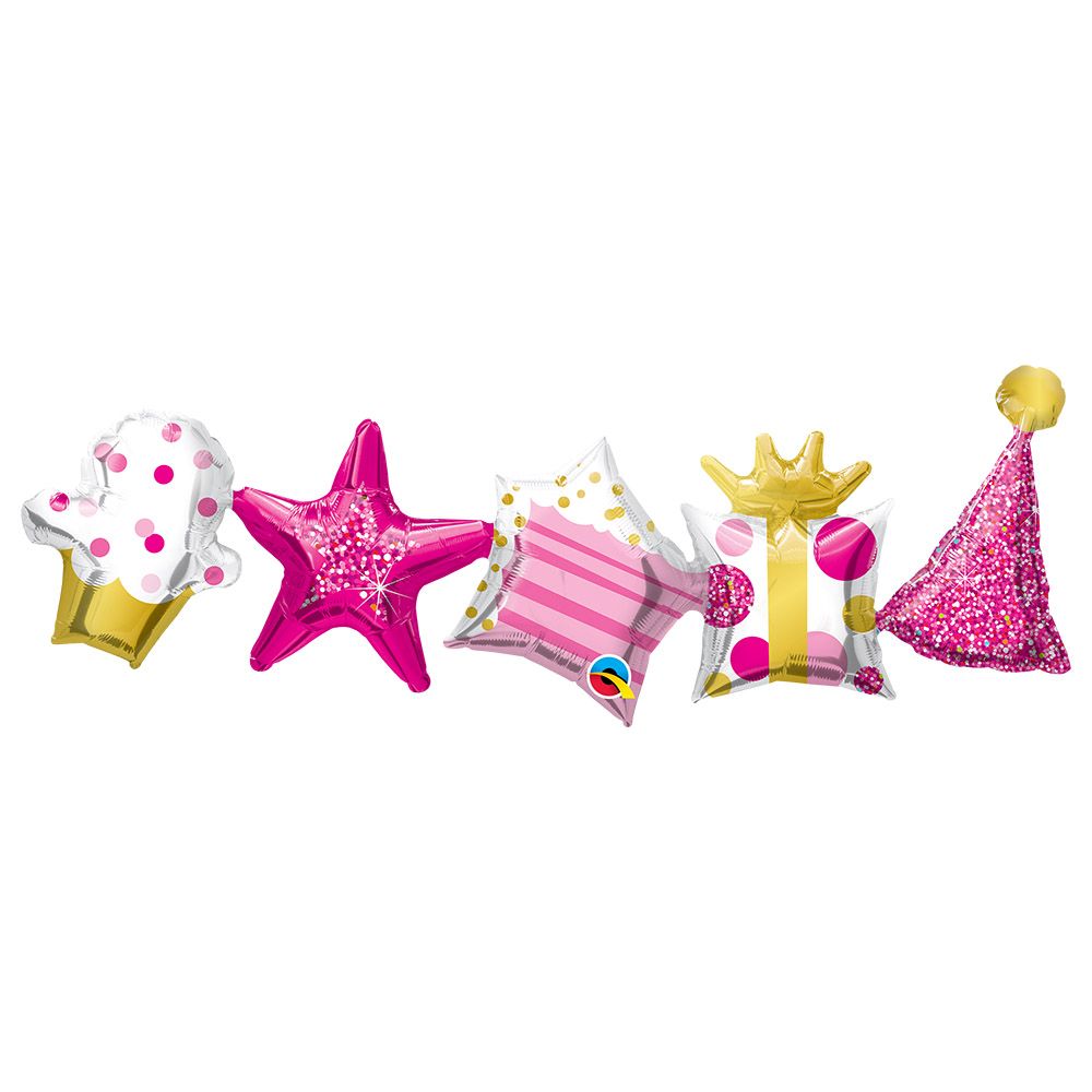 Qualatex - Birthday Garland Pink Foil Balloon - 41-inch