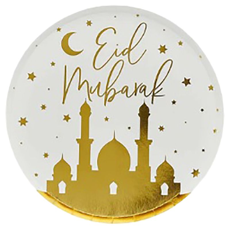 Hootyballoo - Eid Dinner Paper Plates - Gold & White - 8pcs