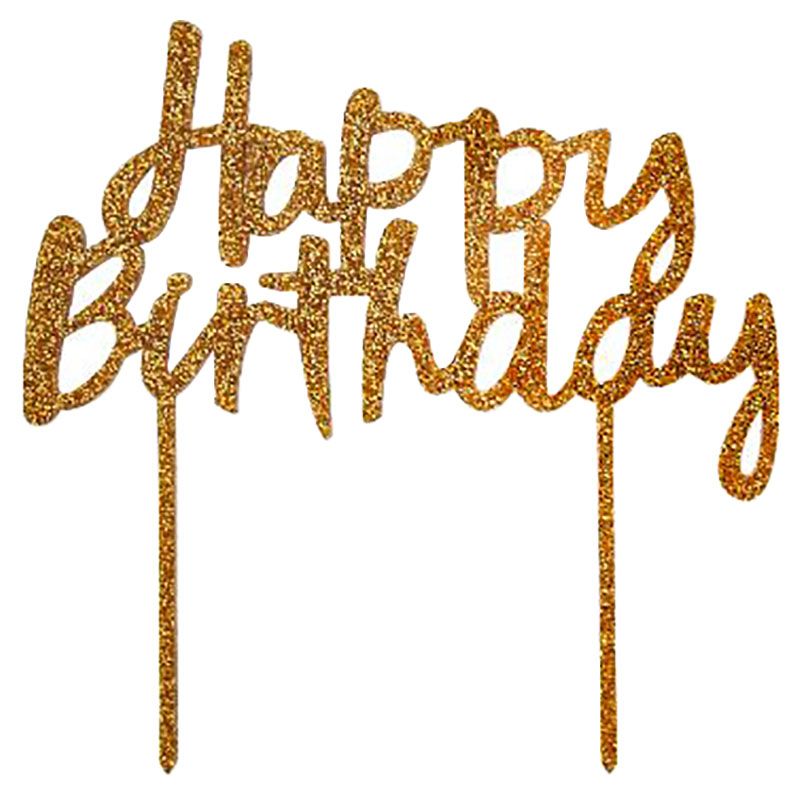 Hootyballoo - 'Happy Birthday' Acrylic Cake Topper - Gold