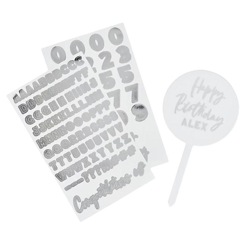 Hootyballoo - Acrylic Cake Topper & Sticker Sheets - 2pcs - Silver