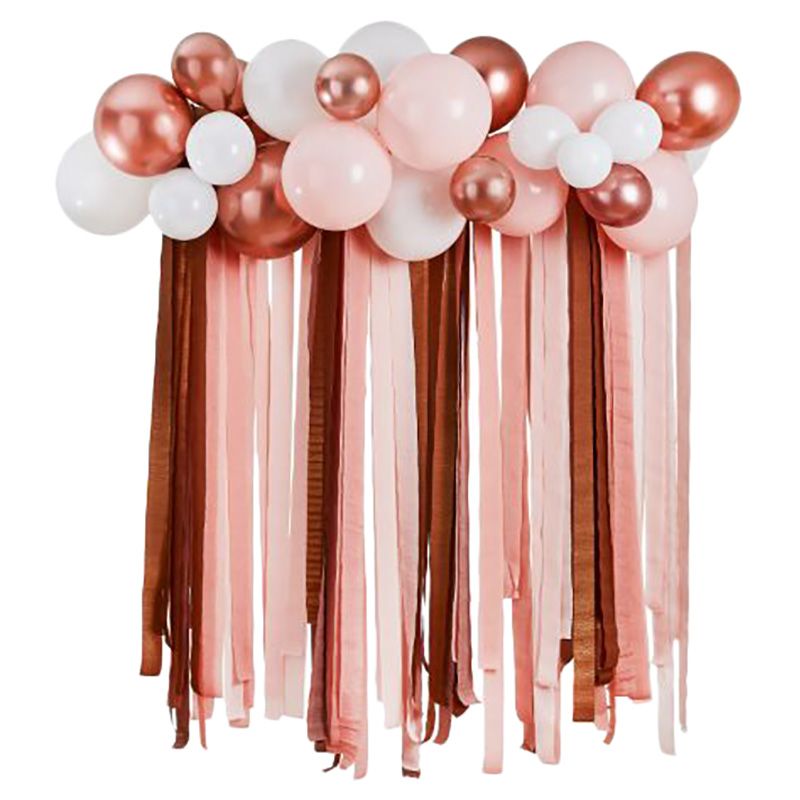 Hootyballoo - Metallic Balloon & Streamer Backdrop Set - Rose Gold