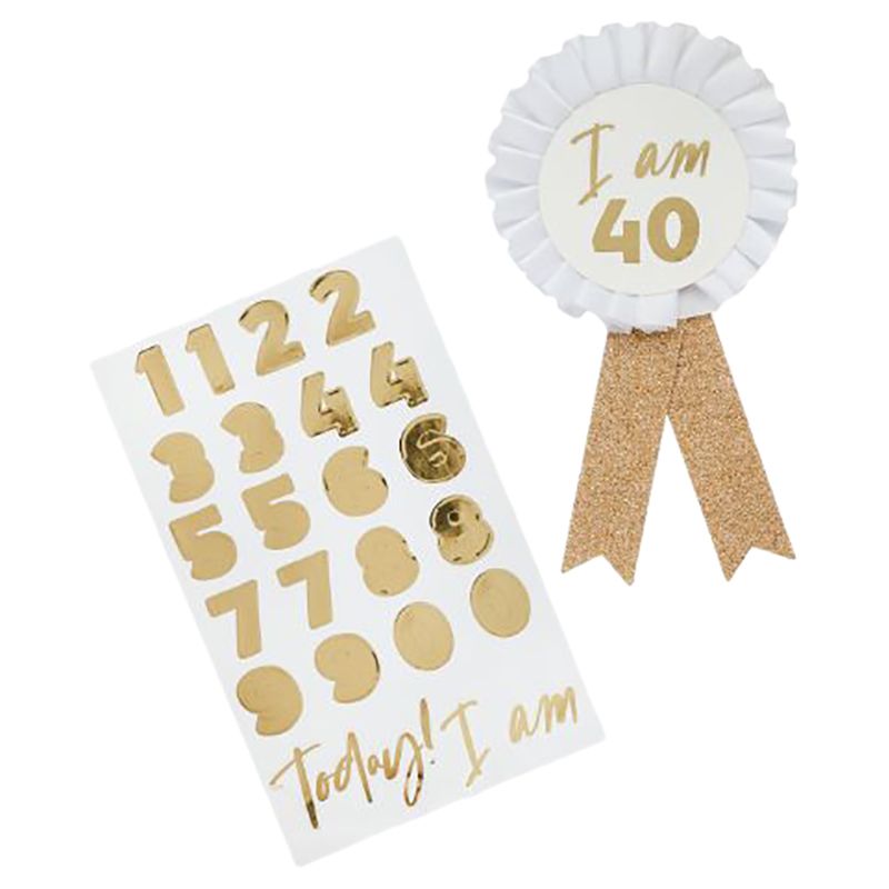 Hootyballoo - Milestone Birthday Badge w/ 1 Sticker Sheet - Gold