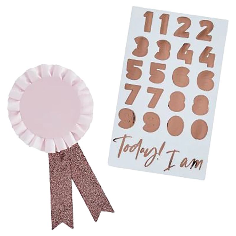 Hootyballoo - Milestone Birthday Badge w/ 1 Sticker Sheet - Rose Gold 