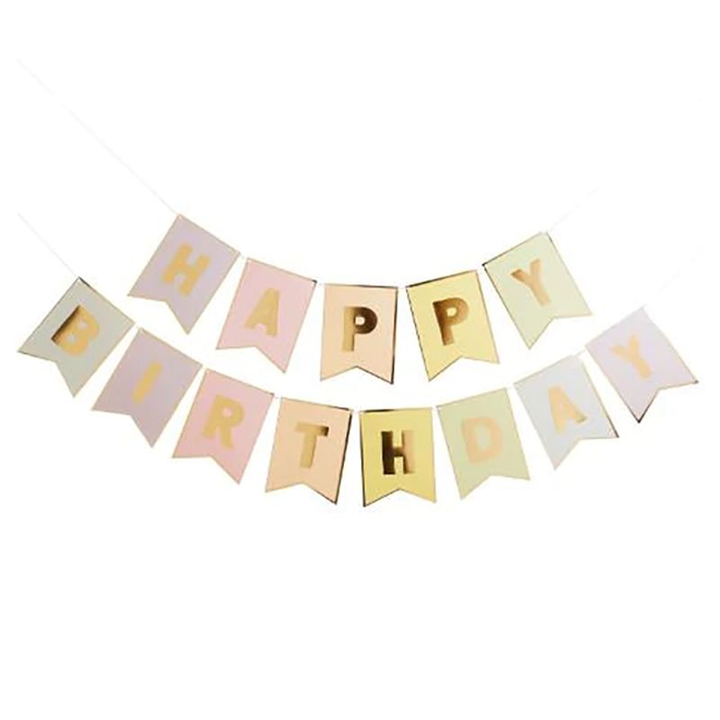 Hootyballoo - Pastel 'Happy Birthday' Flag Banner - 3m