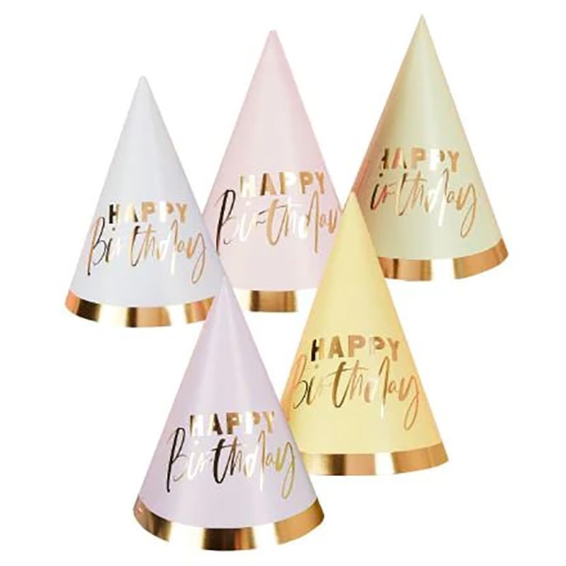 Hootyballoo - Pastel 'Happy Birthday' Party Hats - 10pcs