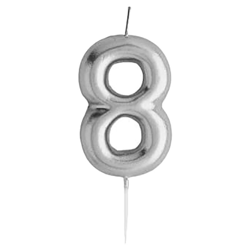 Hootyballoo - Number '8' Candle - Silver