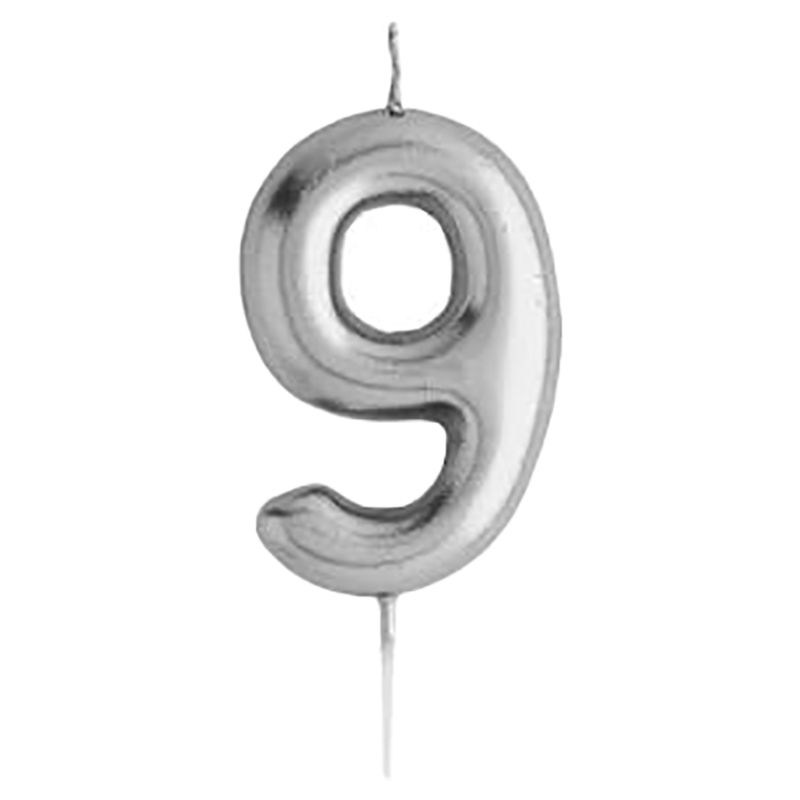 Hootyballoo - Number '9' Candle - Silver