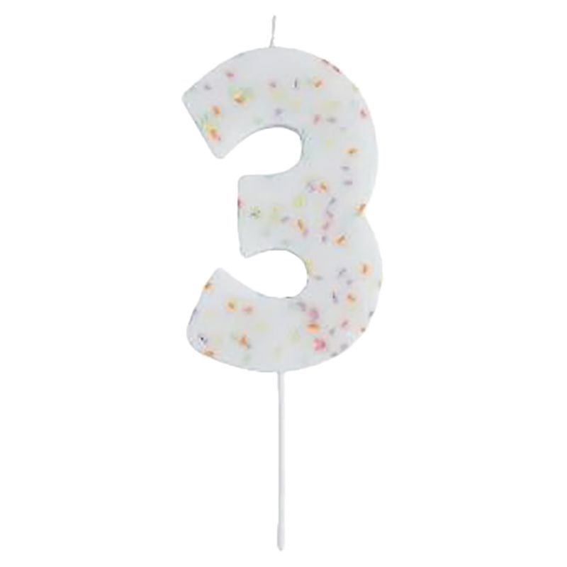 Hootyballoo - Jumbo Number '3' Sprinkle Candle 