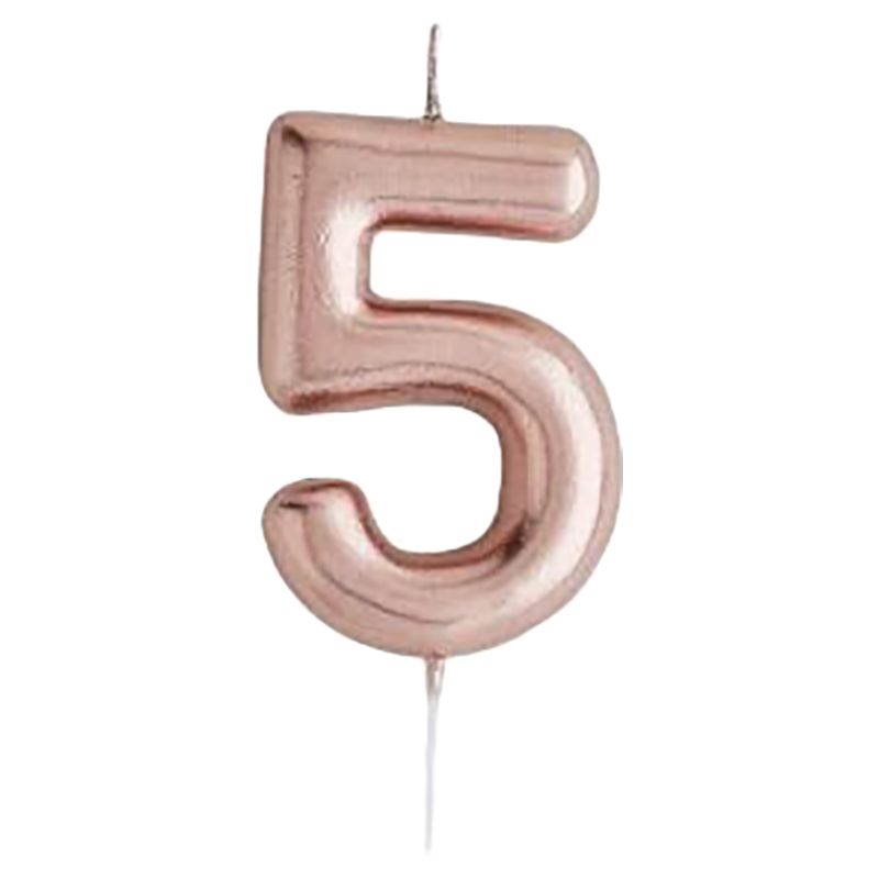 Hootyballoo - Number '5' Candle - Rose Gold 