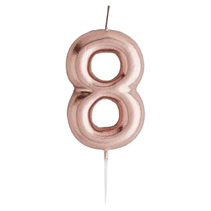 Hootyballoo - Number '8' Candle - Rose Gold 