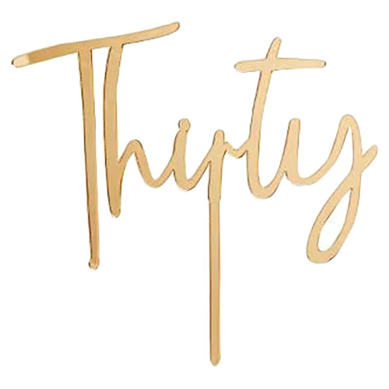 Hootyballoo - 'Thirty' Acrylic Cake Topper - Gold