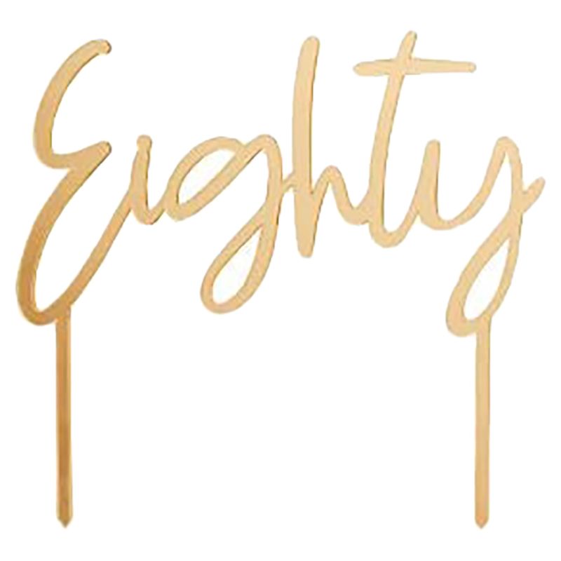 Hootyballoo - 'Eighty' Acrylic Cake Topper - Gold