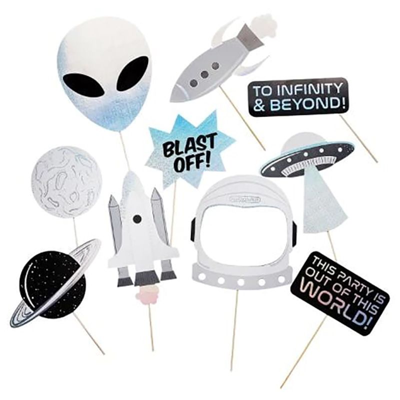 Hootyballoo - Space Party Photo Booth Props - 10pcs