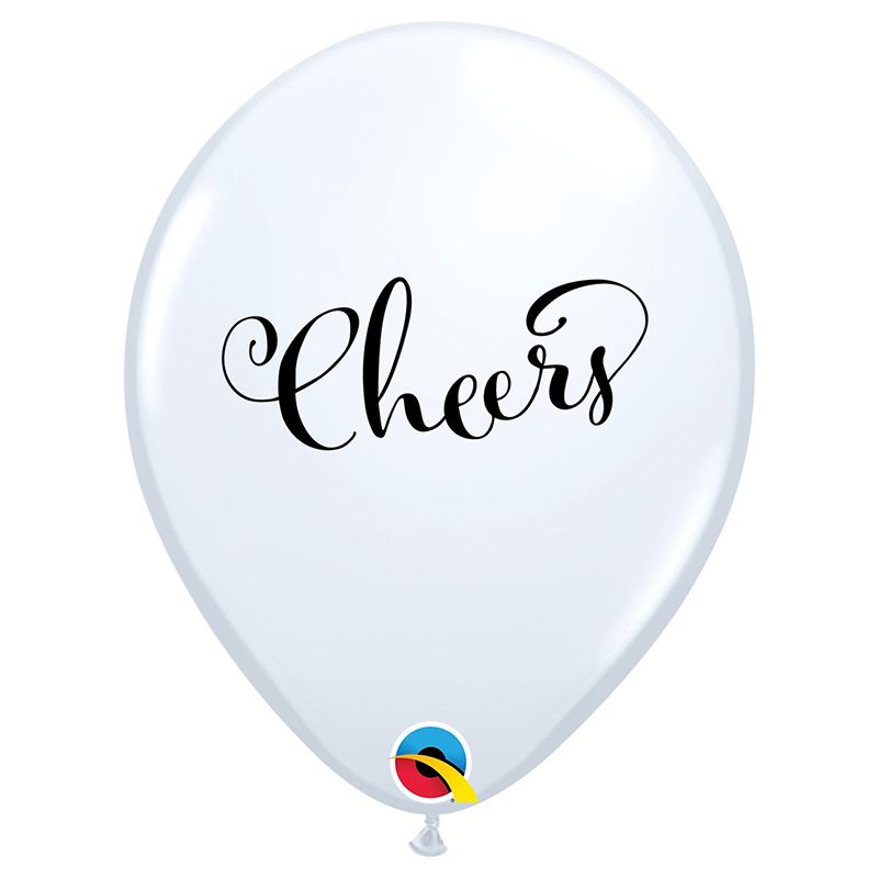 Qualatex - 11" Latex Printed Balloon White Cheers! 6pcs