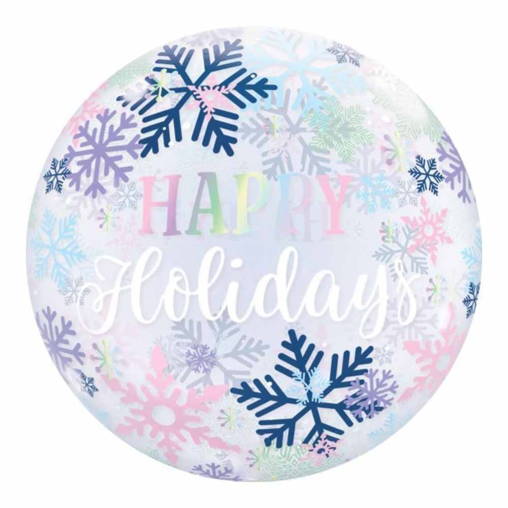 Qualatex - Happy Holidays Snowflakes Bubble Balloon 22 Inch