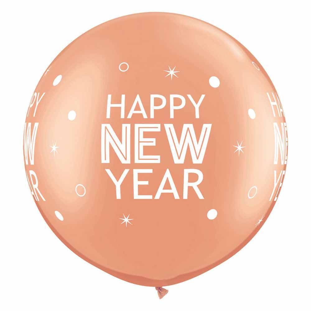 Qualatex - New Year Sparkle Balloons 30 Inch Pack of 2 Rose Gold