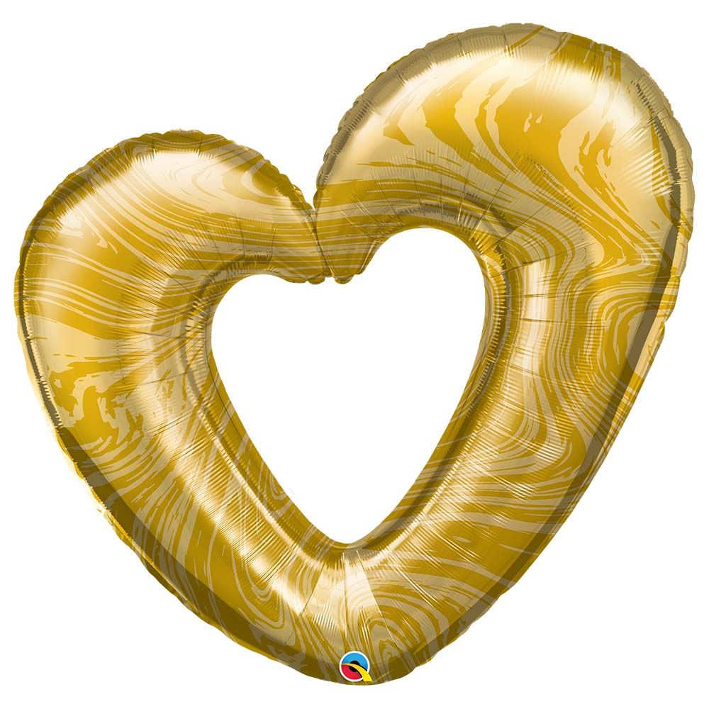 Qualatex - Open Marble Heart Foil Balloon - Gold - 42-inch