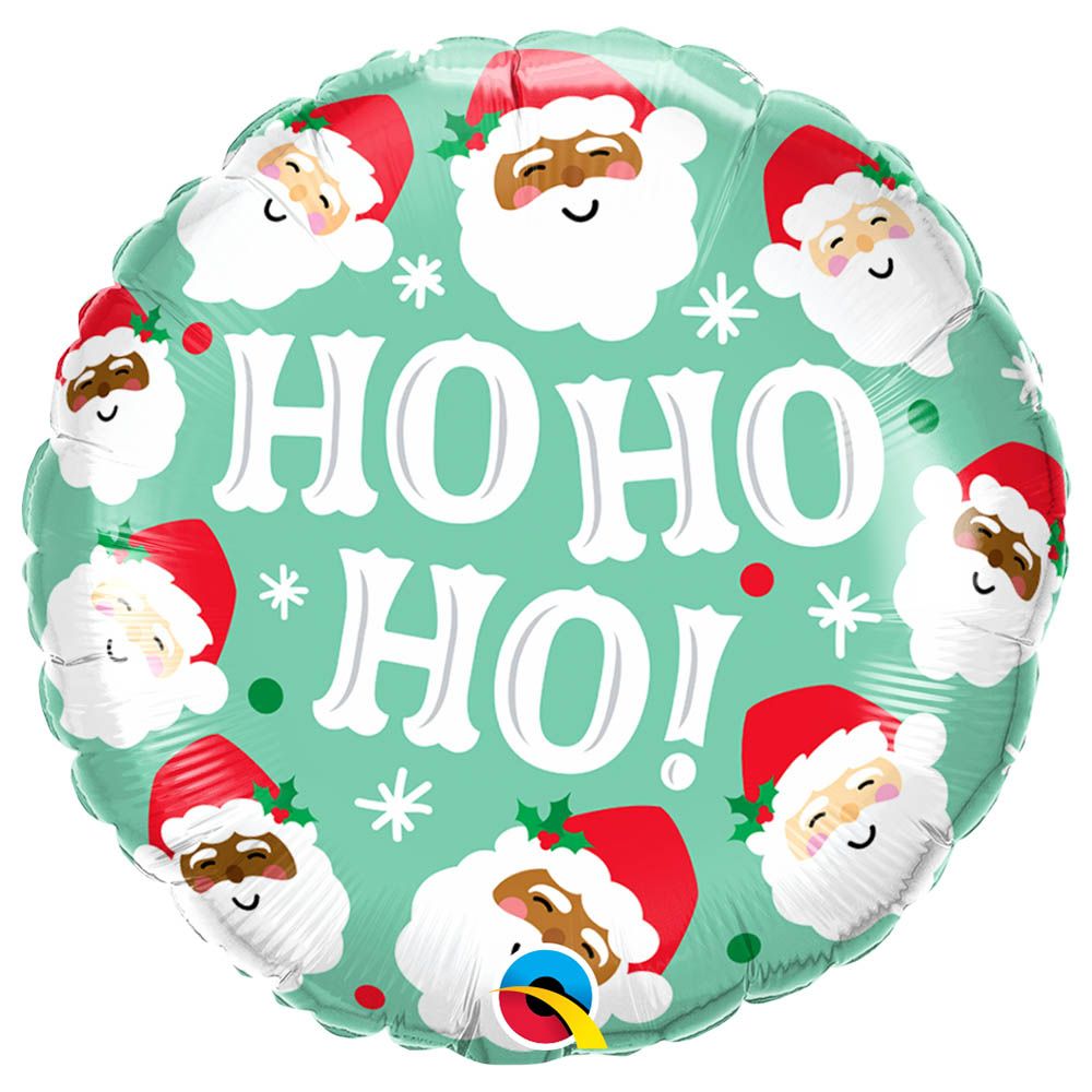 Qualatex - Round Ho Ho Ho Christmas Santa's Foil Balloon- 18-inch