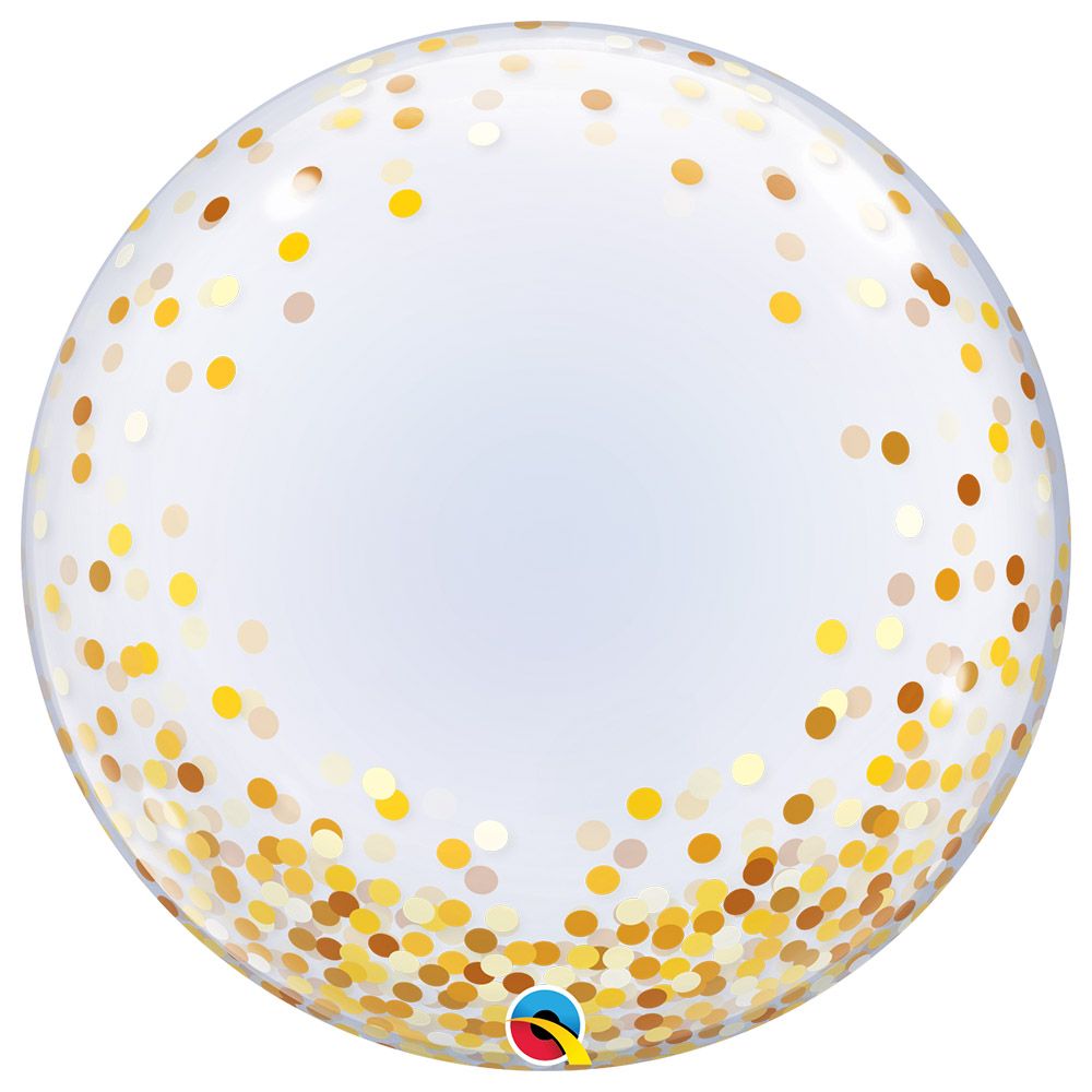 Qualatex - Deco Bubble Gold Confetti Dots Balloon - 24-inch