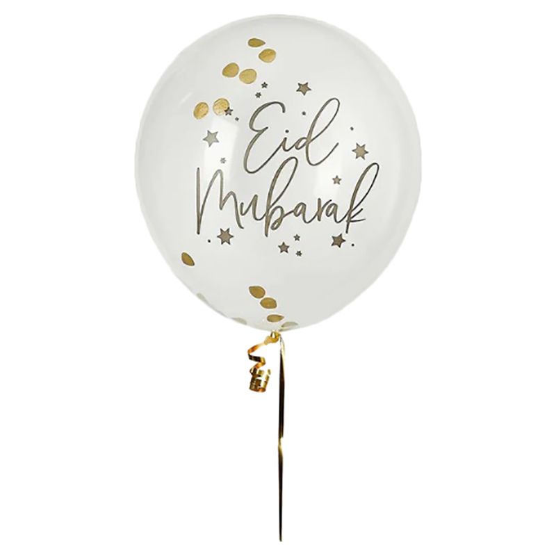 Hootyballoo - Eid Tissue Confetti Latex Balloon - 12-Inch - 5pcs