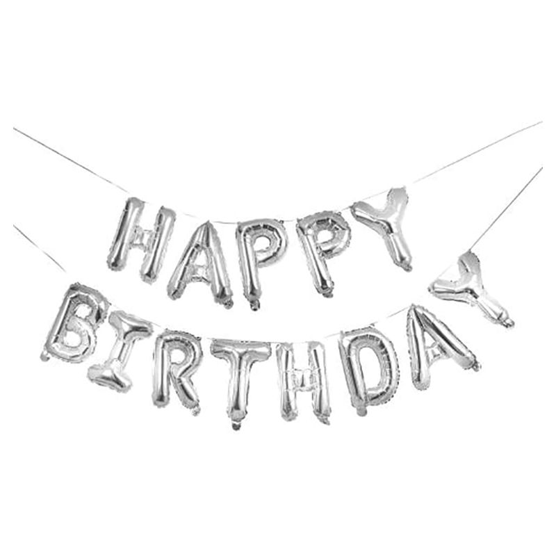 Hootyballoo - 'Happy Birthday' Foil Balloon Garland - 16-Inch - Silver