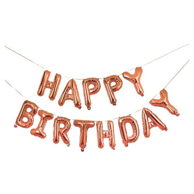 Hootyballoo - 'Happy Birthday' Foil Balloon Garland - 16-Inch - Rose Gold