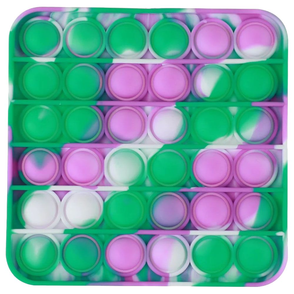 Squizz Toys - Pop The Bubble Square Tie Toy - Green/Purple