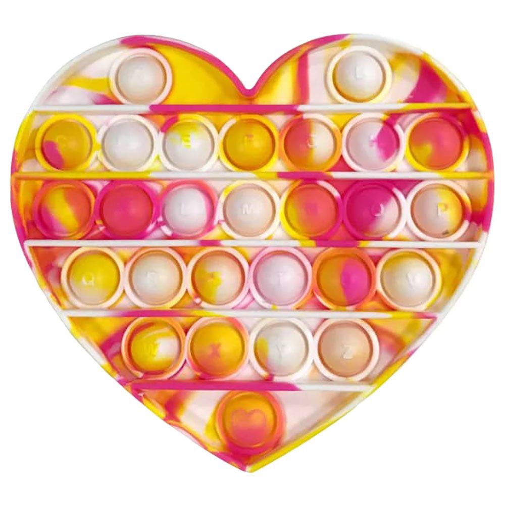 Squizz Toys - Toys Pop The Bubble Heart Tie Toy - Yellow/Pink