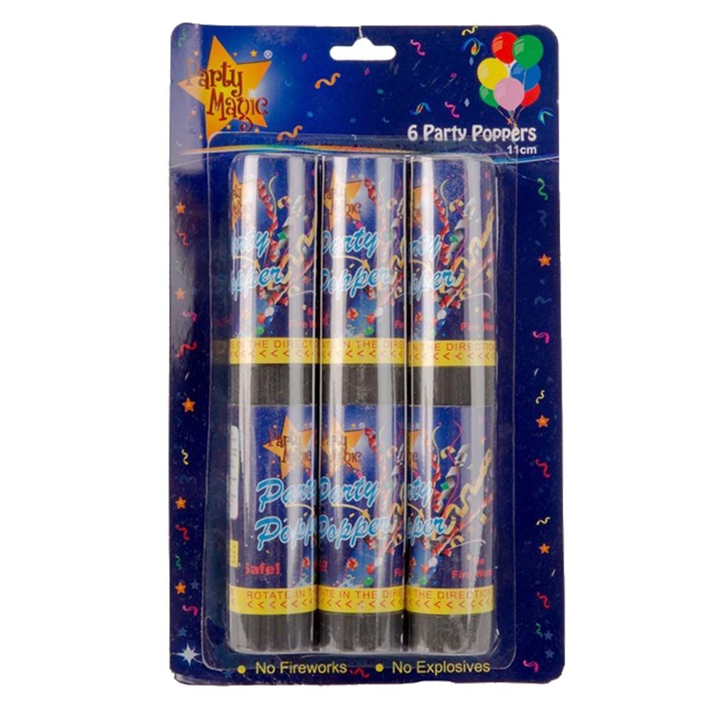 Party Zone - Party Magic Party Poppers 11cm Pack of 6