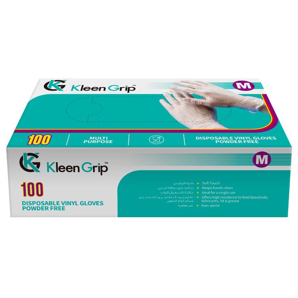 Vertigo - Kleen Grip Disposable Vinyl Gloves 100pcs - M