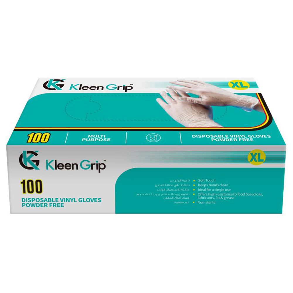 Vertigo - Kleen Grip Disposable Vinyl Gloves 100pcs - XL