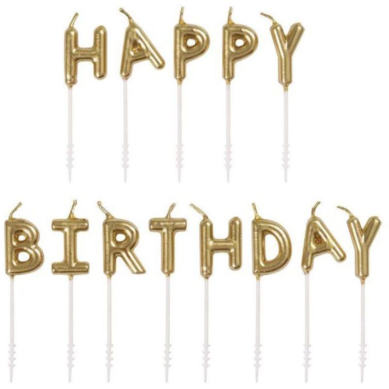 Unique - Happy Birthday Gold Picks Candles 13pcs