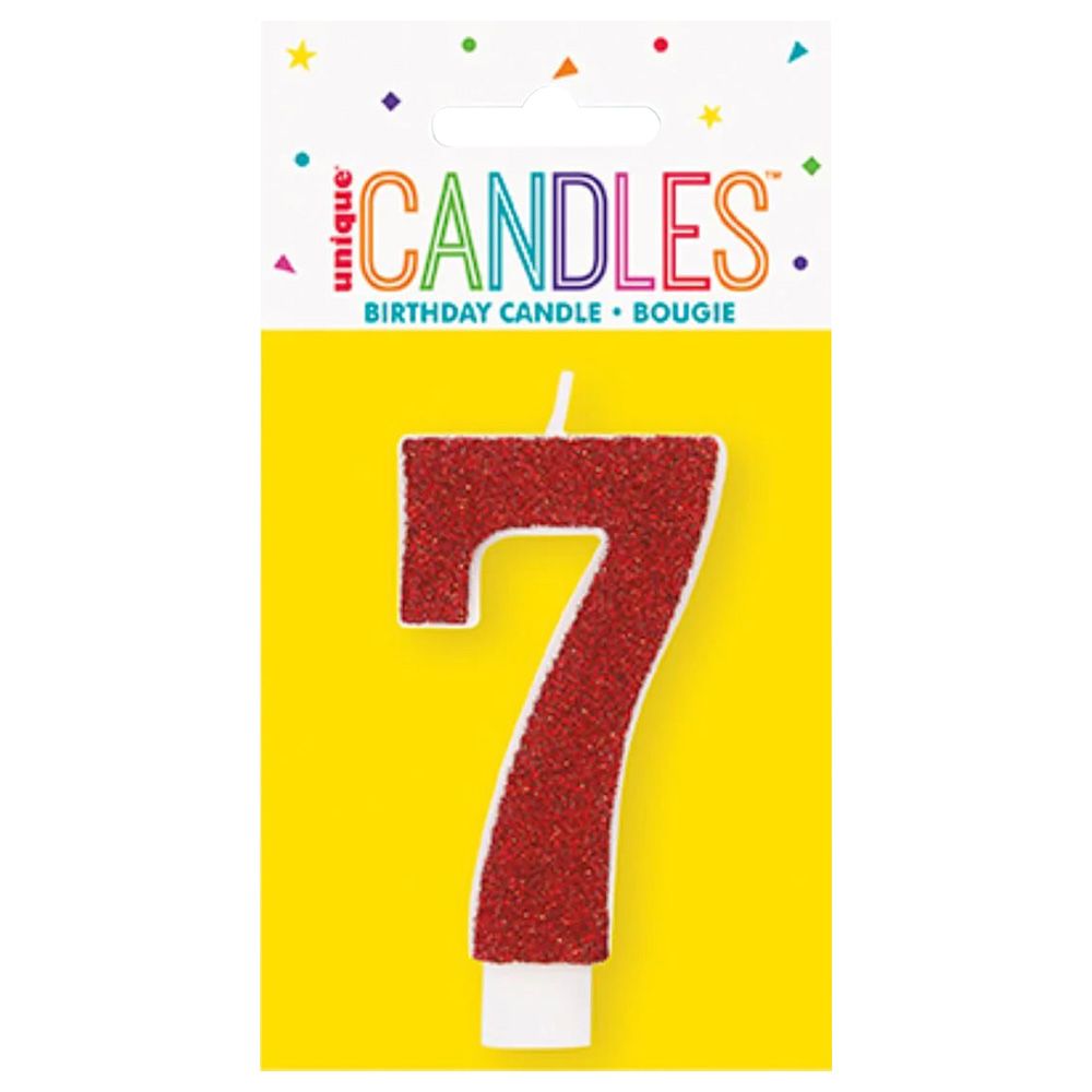 Unique - Number 7 Glitter One Side Printed Candle