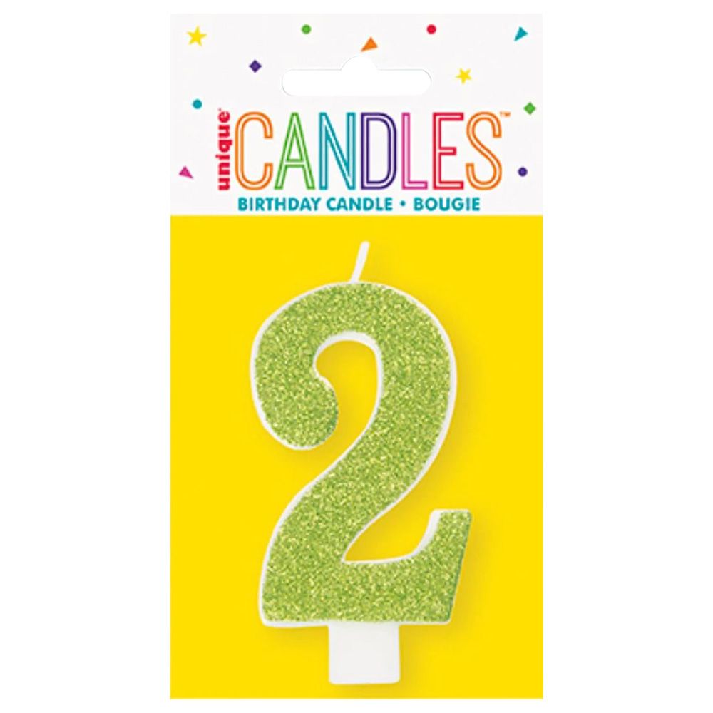 Unique - Number 2 Glitter One Side Printed Candle