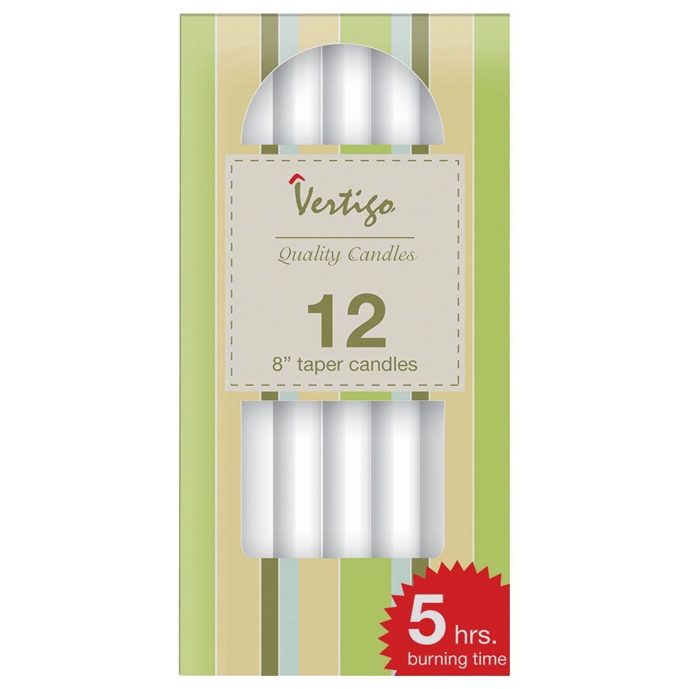 Vertigo - 5 Hours Taper Candles - 12Pcs - White