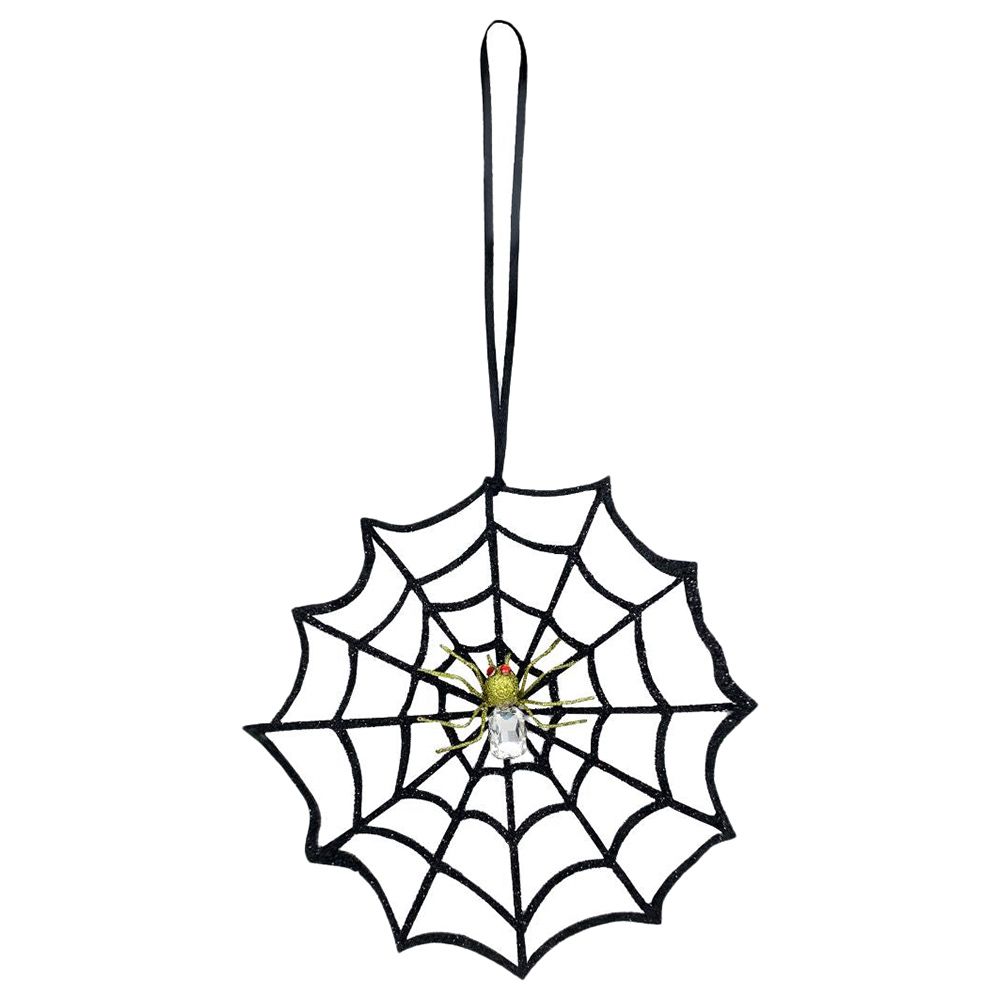 Party Magic - Halloween Glitter Spider Web Black 18cm