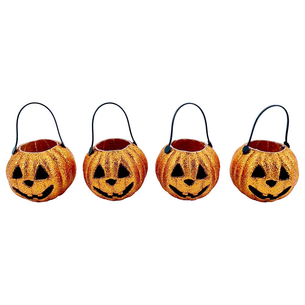 Party Magic - Glittered Pumpkin Baskets 3pcs