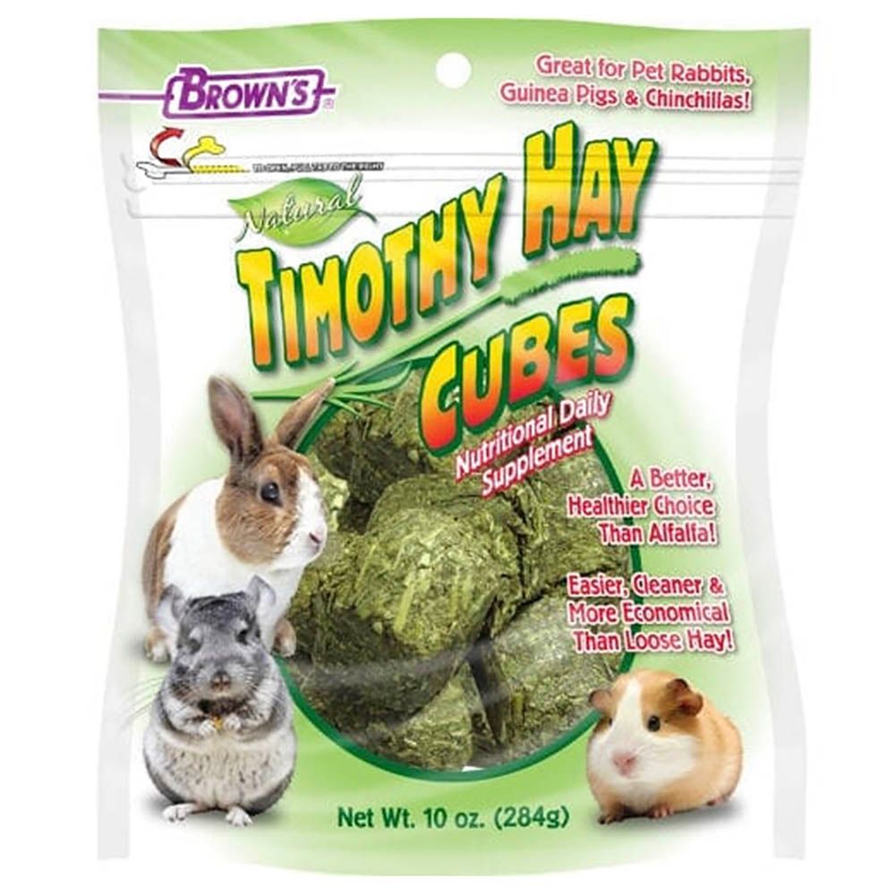 Brown's - Natural Timothy Hay Cubes Chinchilla, Guinea Pig & Rabbit Food - 284G