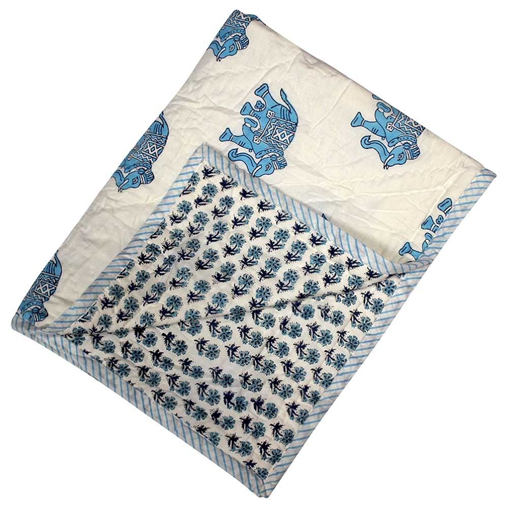 Cherrypick - Natural Cotton Quilt - Elephant & Floral Print