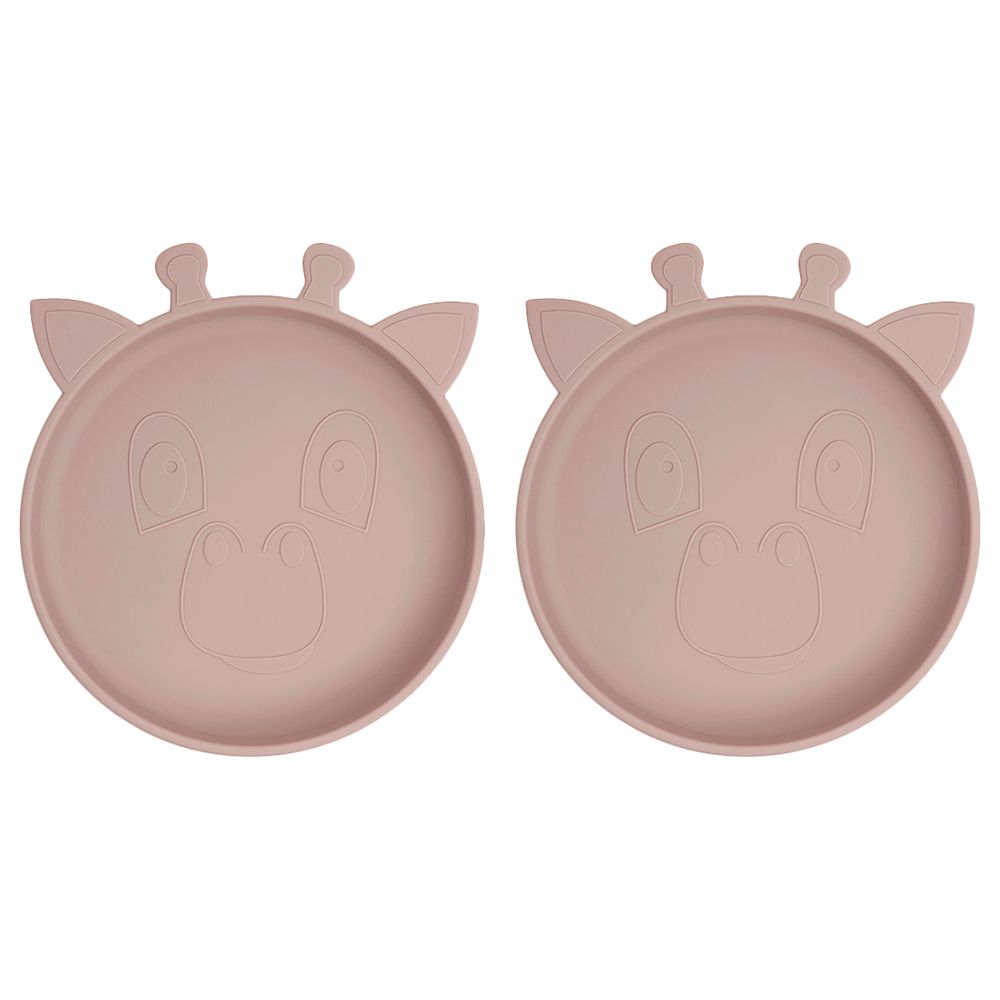 Nuuroo - Akila Silicone Giraffe Plate Pack of 2 - Woodrose