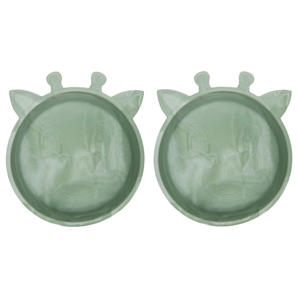 Nuuroo - Alex Silicone Deep Giraffe Plate Pack of 2 - Light Green