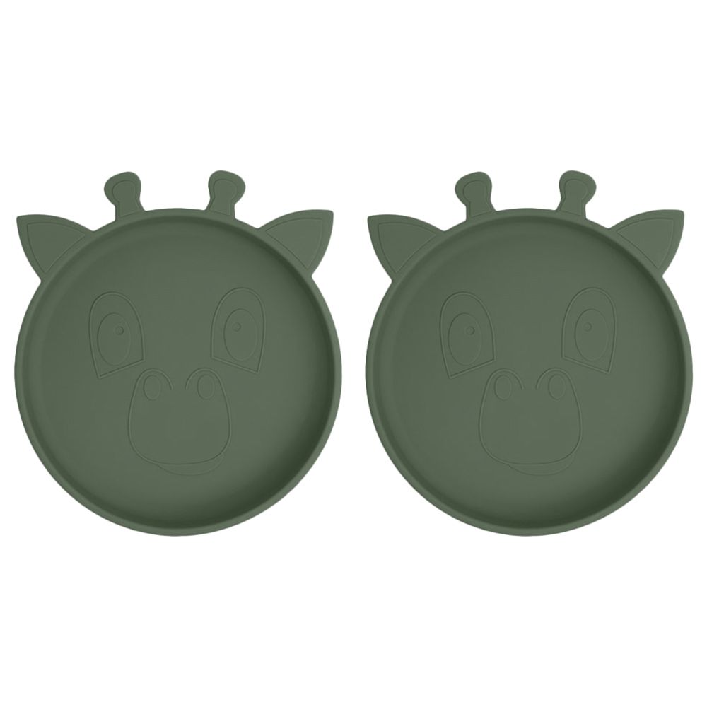 Nuuroo - Akila Silicone Plate Giraffe - Dusty Green - 2pcs