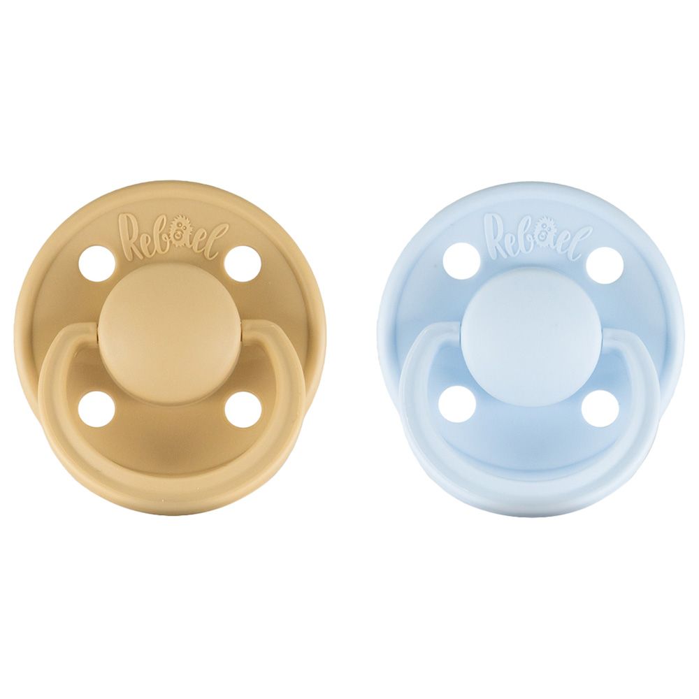 Rebael - Mono Round Pacifier S1 0-6M - Pack of 2 - Almond/Tiny Sky