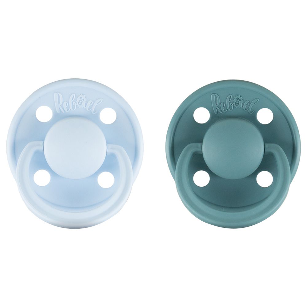 Rebael - Mono Round Pacifier S1 0-6M - Pack of 2 - Tiny Sky/Powder