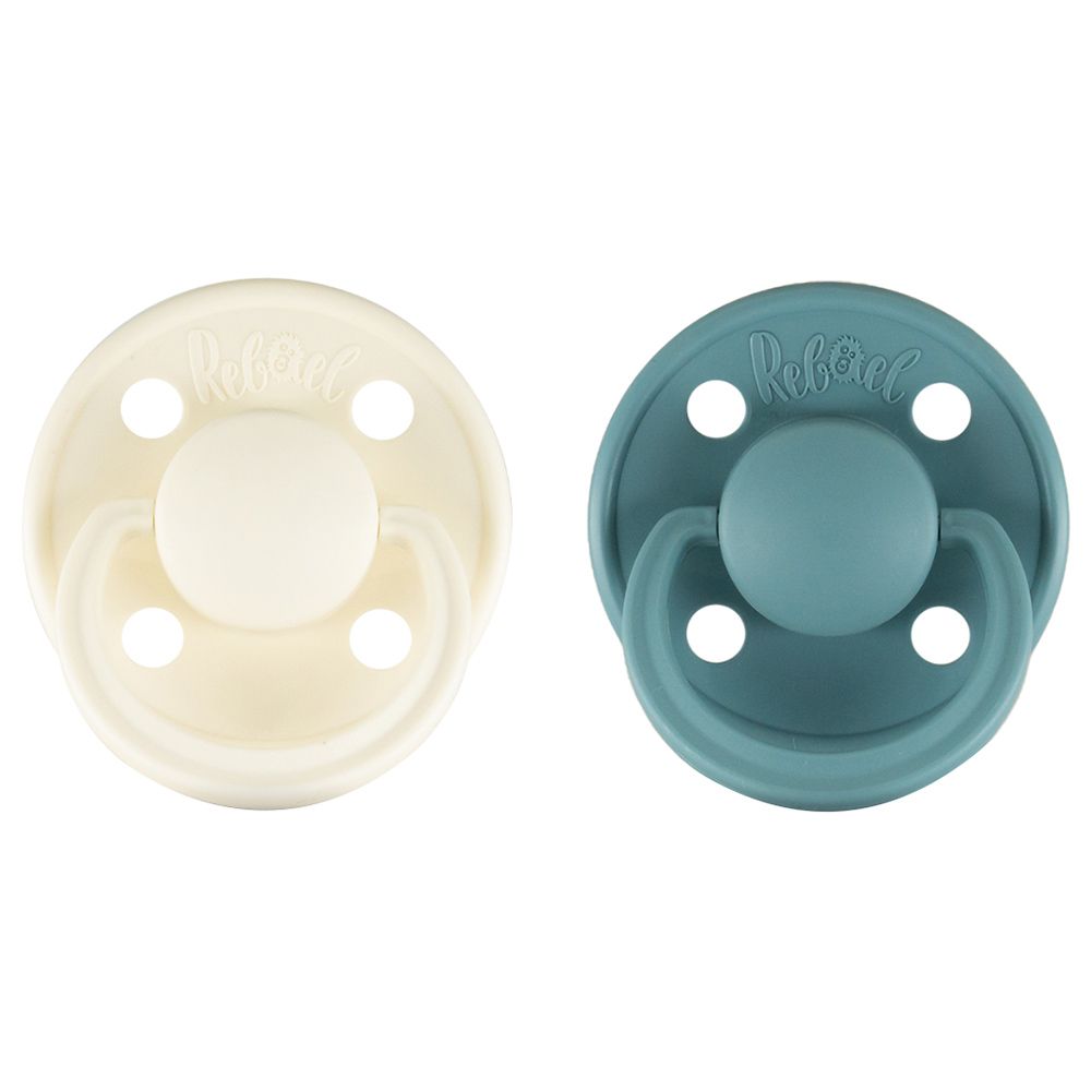 Rebael - Mono Round Pacifier S2 6M+ - Pack of 2 - Champagne/Powder