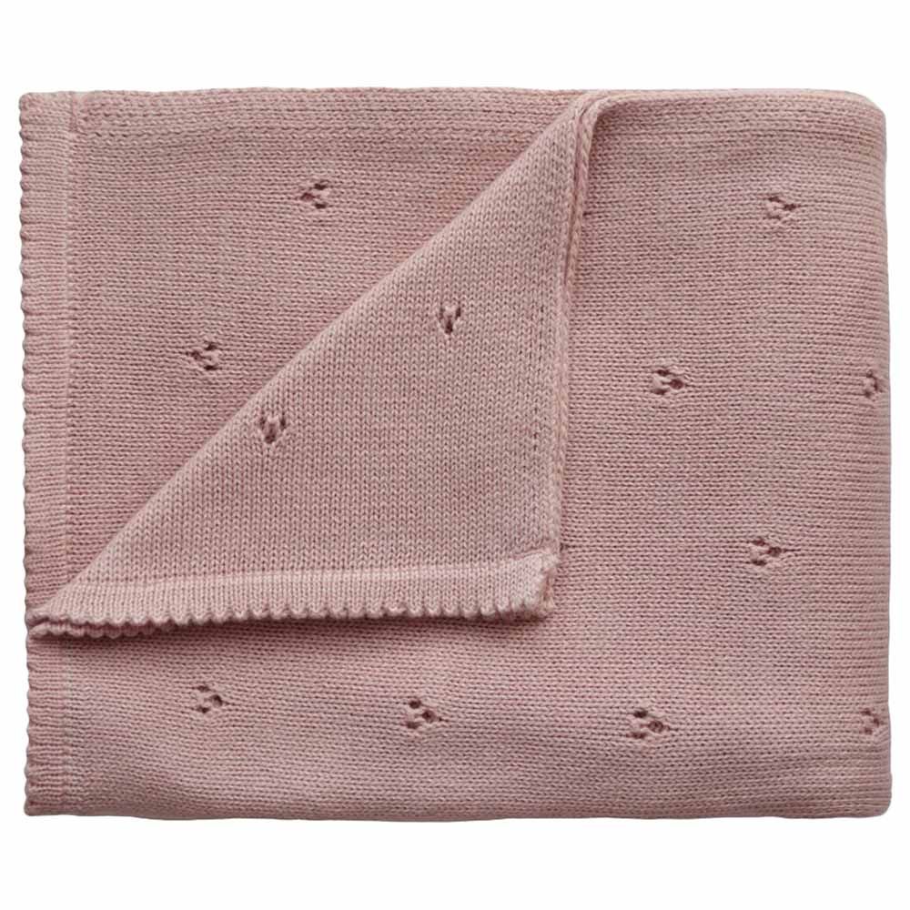 Mushie - Knitted Baby Blanket - Pointelle Blush