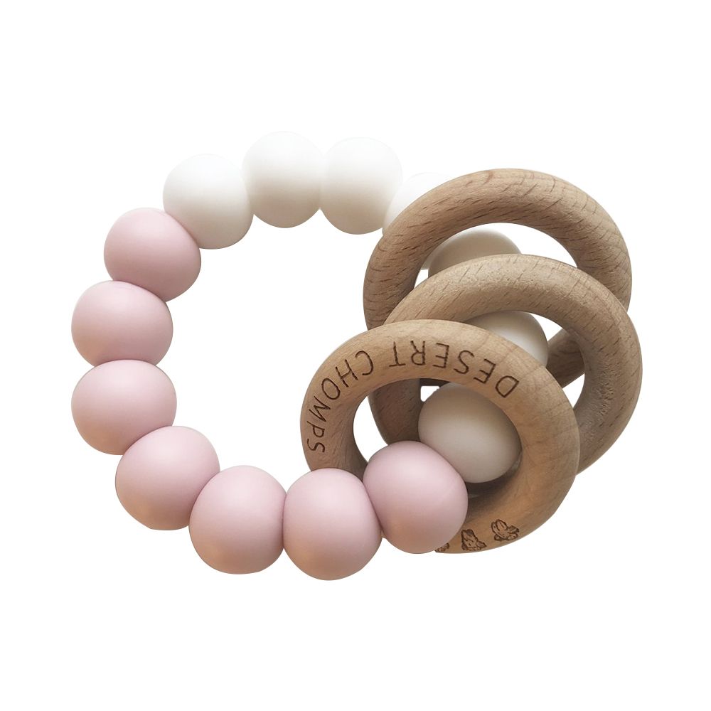 Desert Chomps - Trio Rattle Teether - Pink