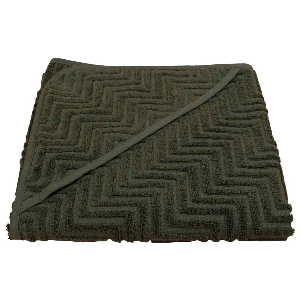 Filibabba - Bath Towel W/ Hood - Zigzag Dark Green