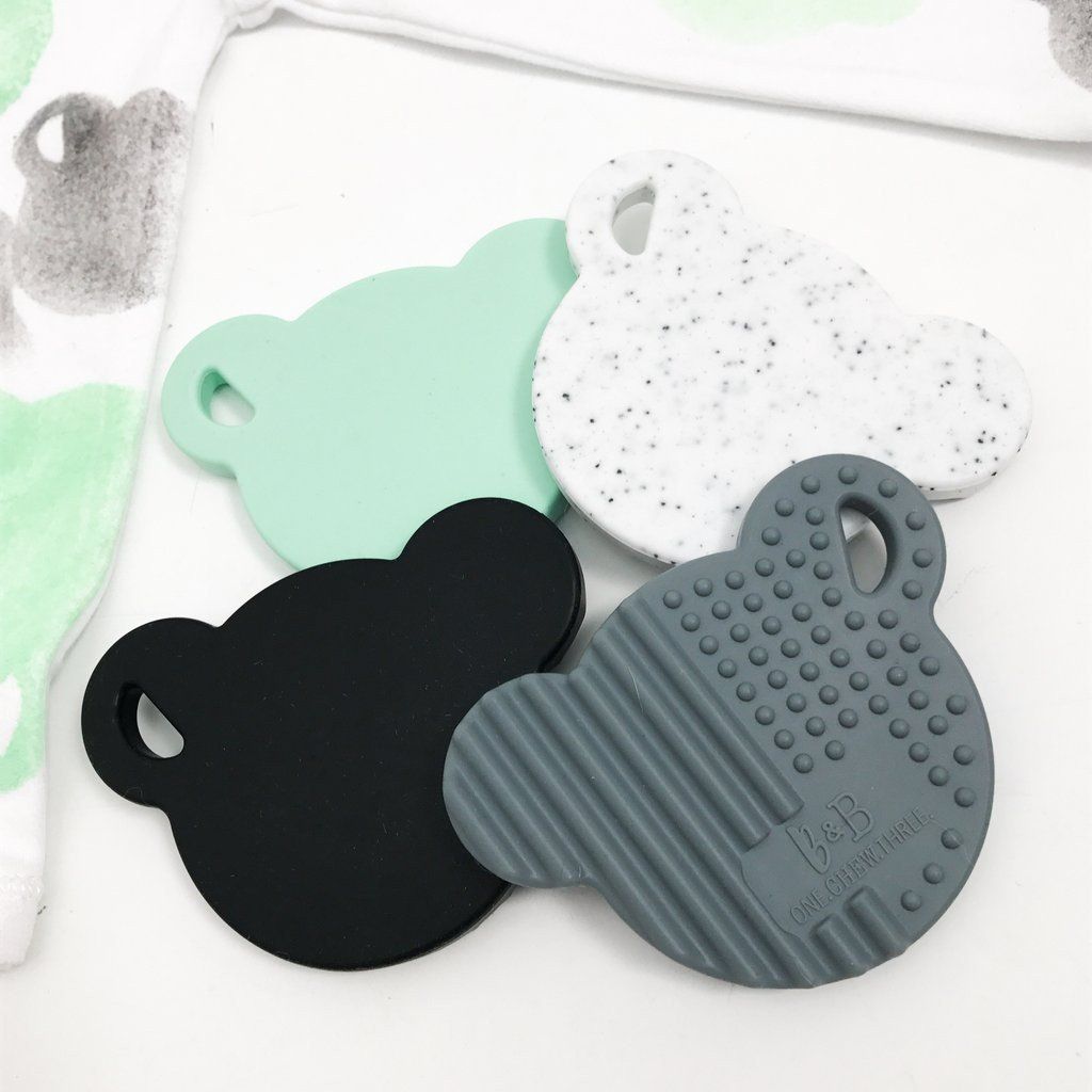 One.Chew.Three - Bear Silicone Teething Disc - Grey