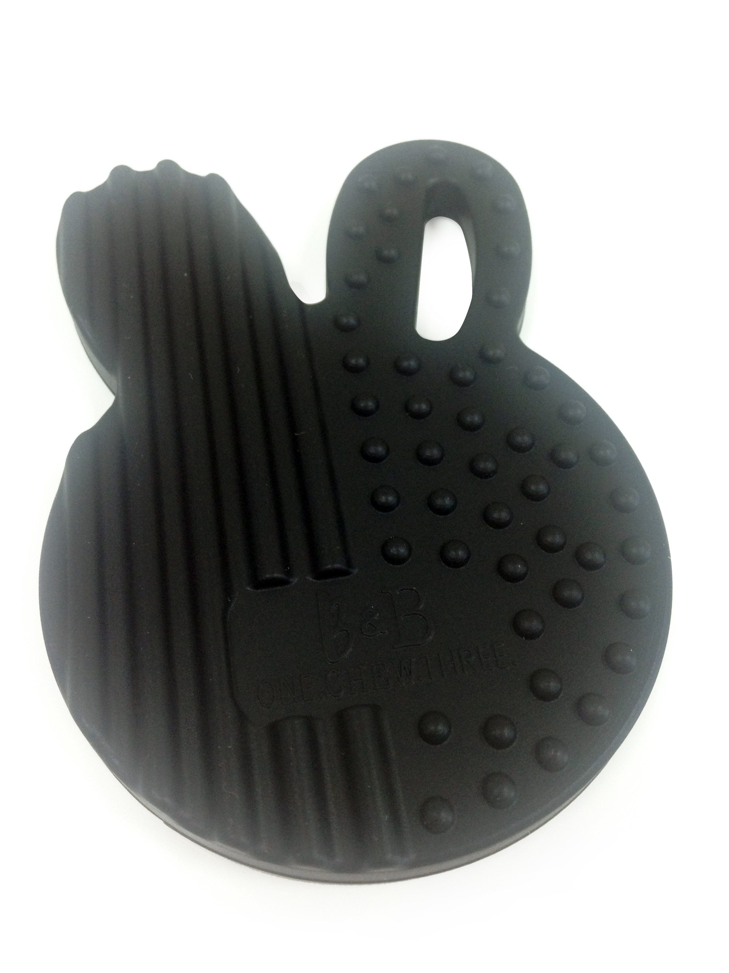 One.Chew.Three - Bunny Silicone Teething Disc - Black